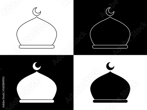 Art illustration design icon logo with silhouette concept symbol of mosque