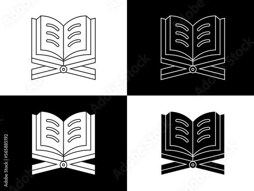 Art illustration design icon logo with silhouette concept symbol of book al quran