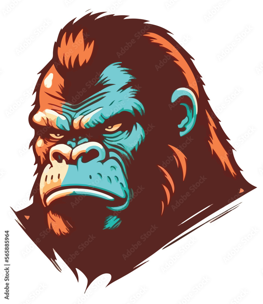 Vector art illustrations of an angry gorilla face