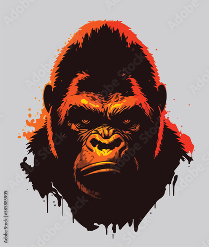 Vector art illustrations of an angry gorilla face