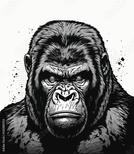 Vector art illustrations of an angry gorilla face