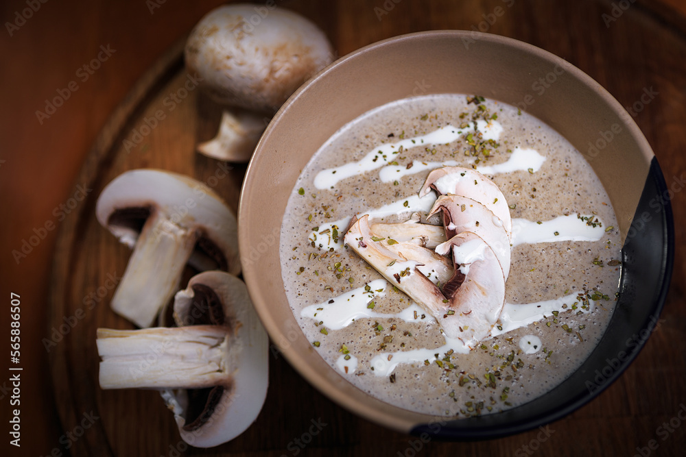Mushroom cream soup from champignons with spices Mushroom cream soup from champignons with spices
