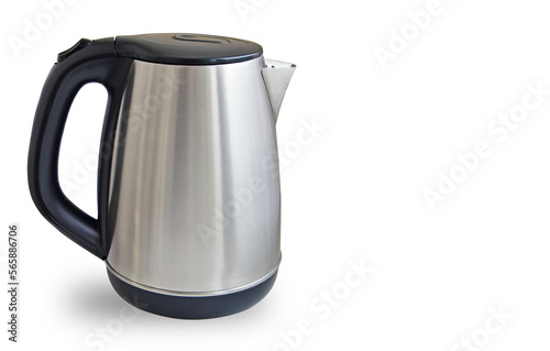 Metal electric kettle on a white background