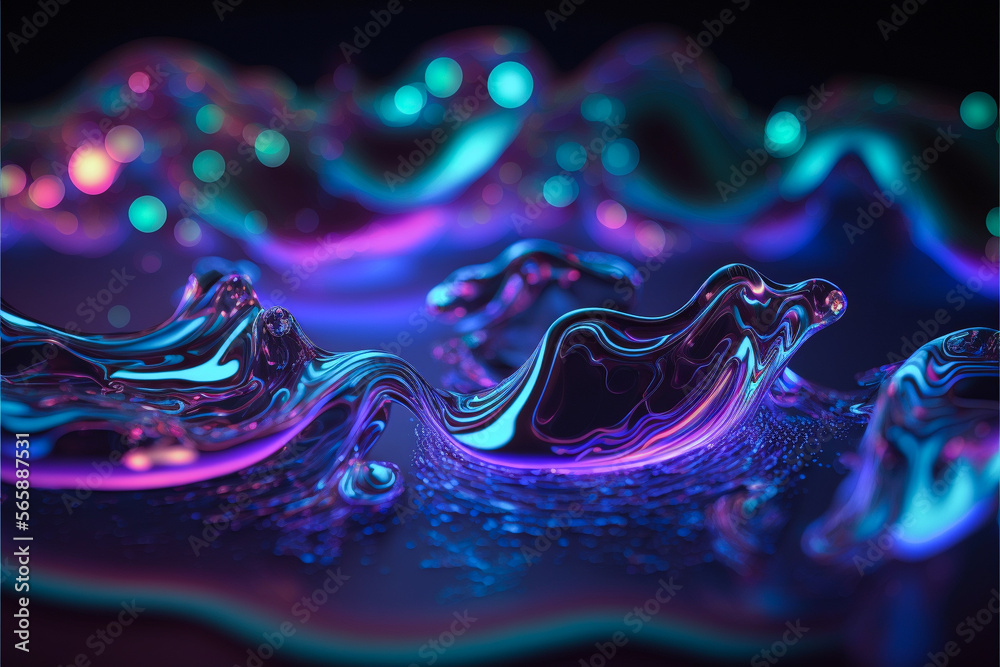 ネオンに輝く流体の抽象的な背景, Generative AI