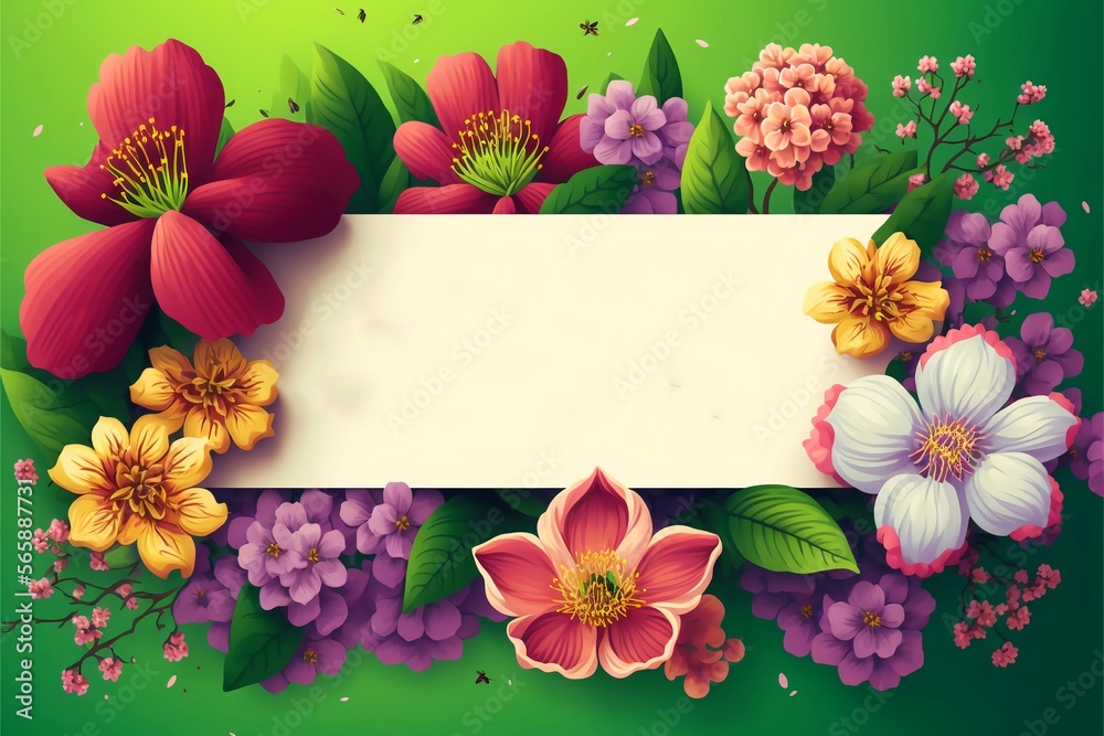 Abstract banner with flowers spring font style Background Concept ...