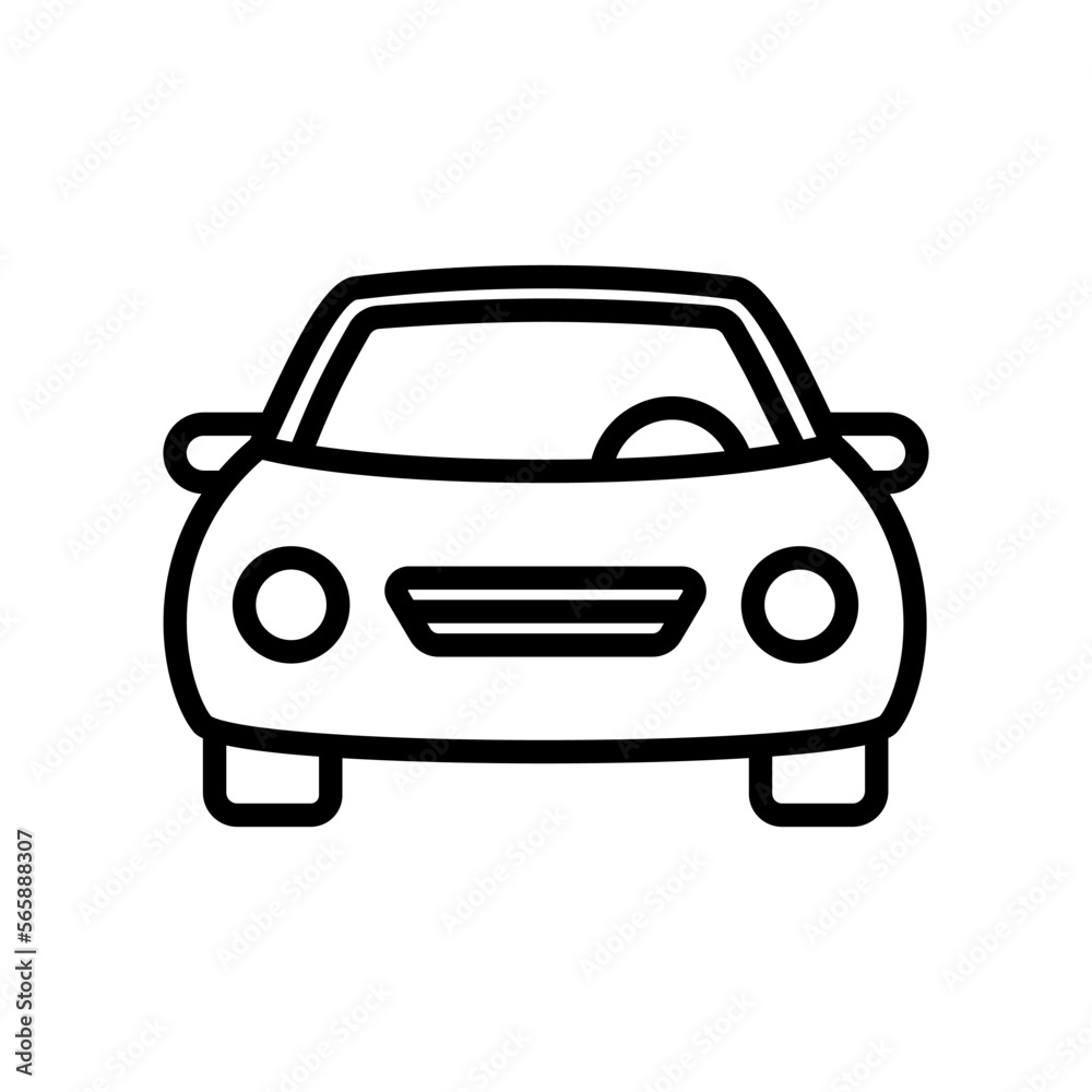 Car outline vector icon isolated on white background. Car line icon for web, mobile and ui design