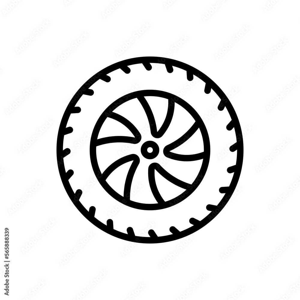 Car Wheel outline vector icon isolated on white background. Car Wheel line icon for web, mobile and ui design