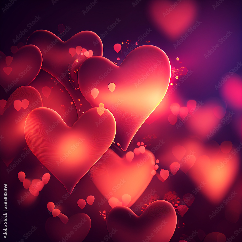 Abstract glow soft red hearts for valentines day background Abstract glow soft red hearts for valentines day background