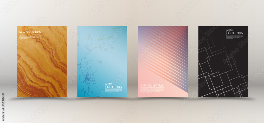 Fototapeta premium A set of modern unusual designs for covers, banners, posters and creative ideas. Vector layout template for elite and premium design