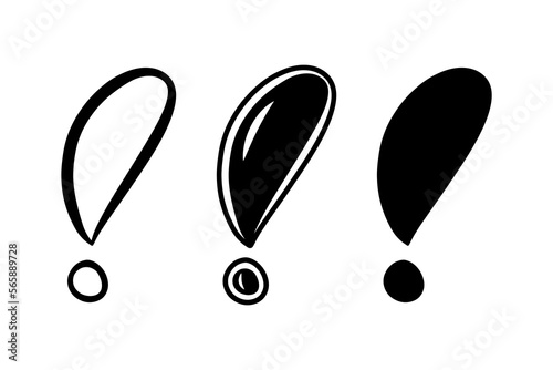 Simple flat vector illustration of punctuation exclamation mark symbol isolated on white background, doodle hand drawn icon set.