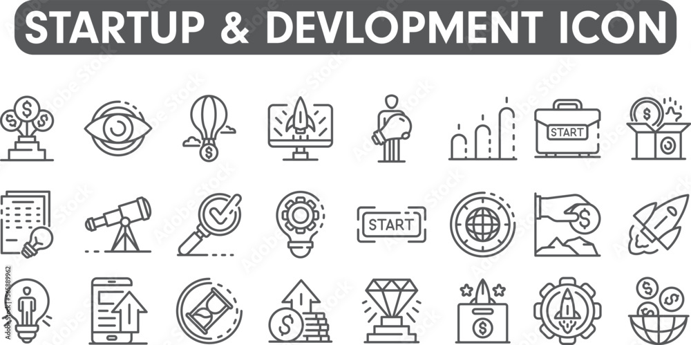 Startup and Devlopment line icons and simple Vector set for website and mobile apps. Startup and Devlopment line icons and simple Vector set for website and mobile apps.
