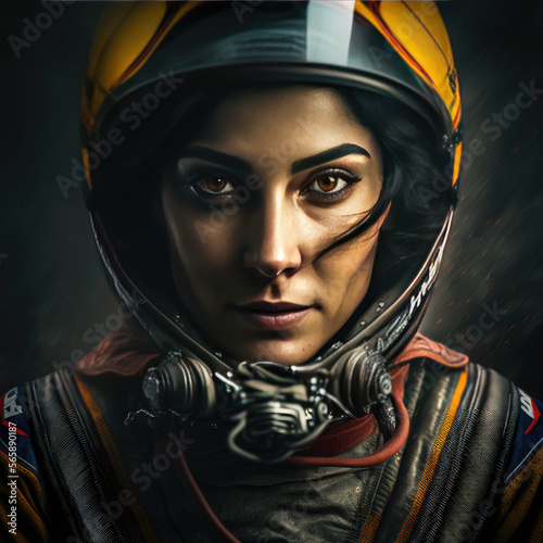 woman with a motorcycle helmet