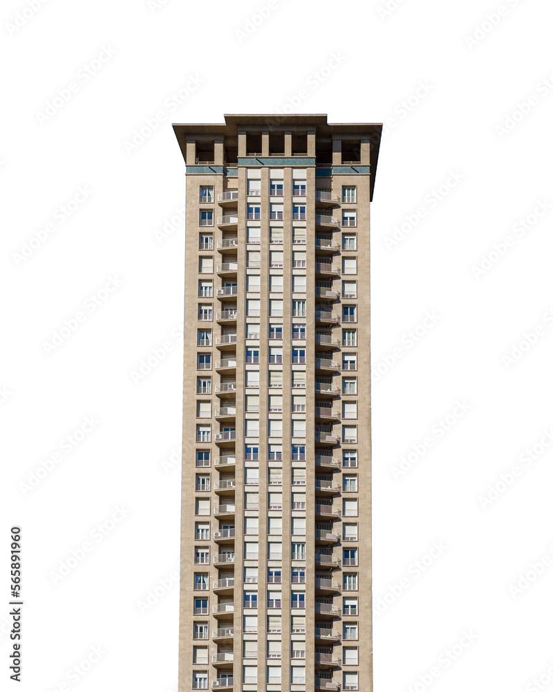 Isolated tall building in Barcelona city