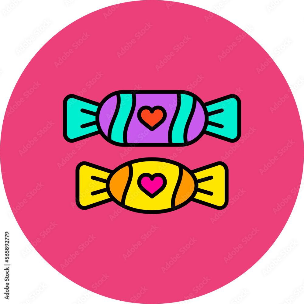 Candy Multicolor Circle Filled Line Icon Candy Multicolor Circle Filled Line Icon