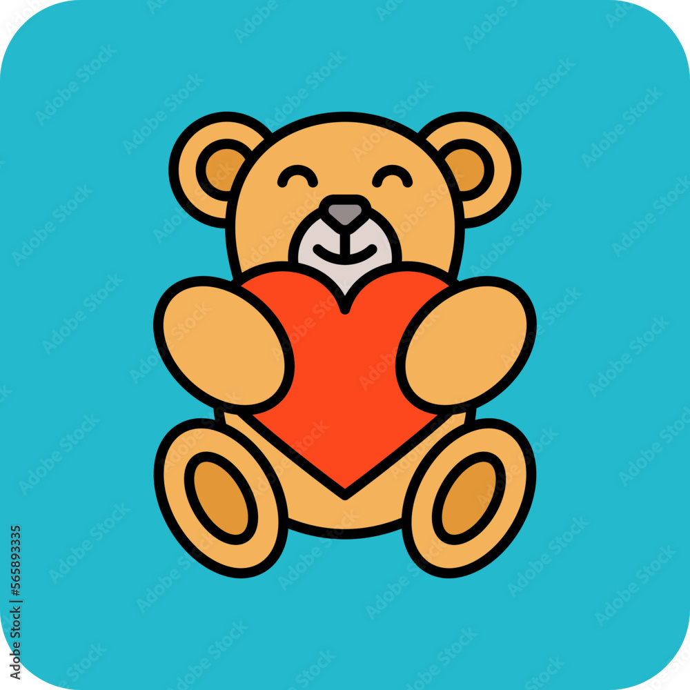 Obraz premium Bear Multicolor Round Corner Filled Line Icon