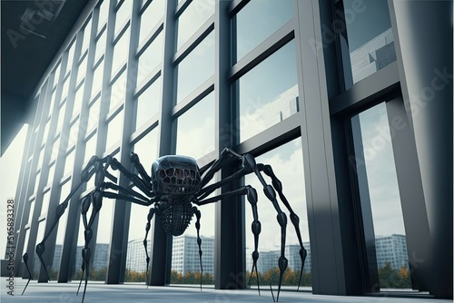 unreal spider robot , ai generated photo