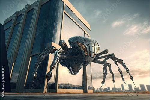 unreal spider robot , ai generated photo