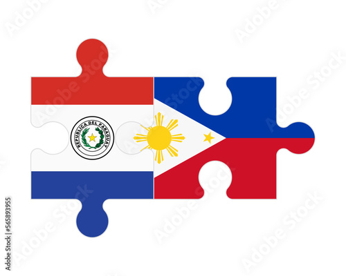 Puzzle of flags of Paraguay and Philippines, vector