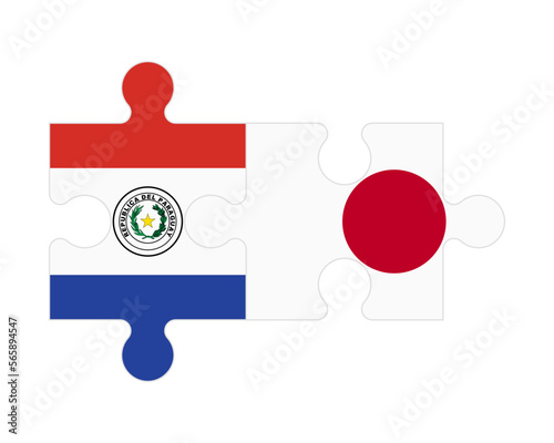 Puzzle of flags of Paraguay and Japan, vector