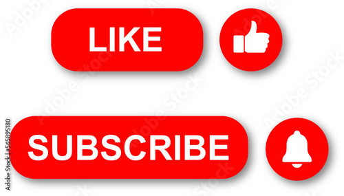 Photos like and subscribe button set, like and subscribe icon PNG
