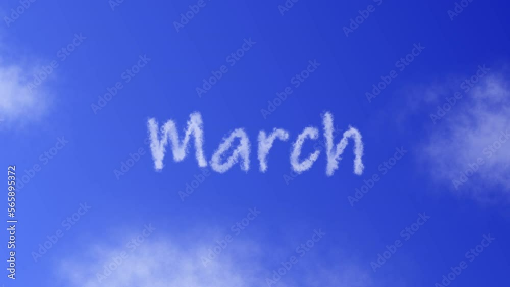February Month Text or Word with Cloud Effect Symbol Animation on Blue Sky February Month Text or Word with Cloud Effect Symbol Animation on Blue Sky