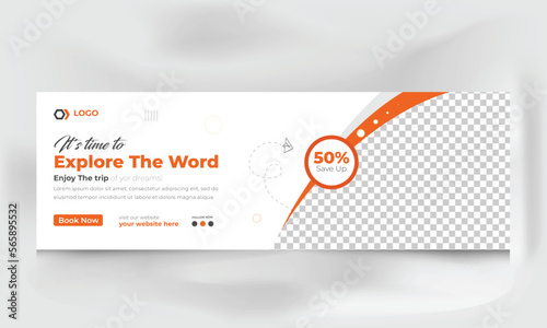 Template cover and banner social media for photography, template design with abstract shapes, white and black color design, template with yellow background