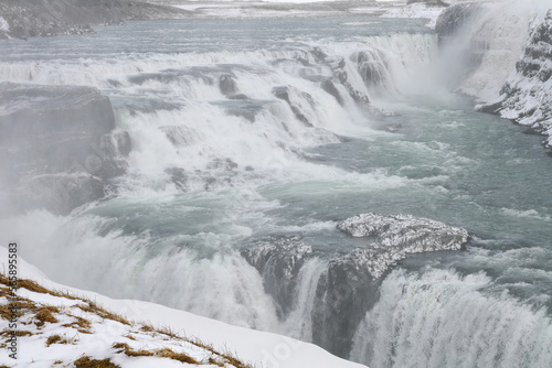 Iceland National park Gullfoss Waterfall Landscape