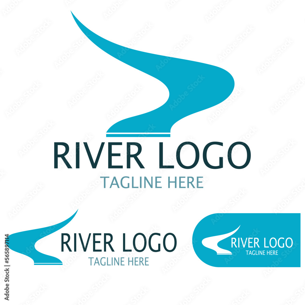 Logos of rivers, creeks, riverbanks and streams, tributaries, riverbanks with a combination of mountains and agricultural land with a modern and simple minimalist vector design concept Logos of rivers, creeks, riverbanks and streams, tributaries, riverbanks with a combination of mountains and agricultural land with a modern and simple minimalist vector design concept