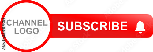 Subscribe button with bell icon for Youtube channel. red subscribe icon vector illustration photo
