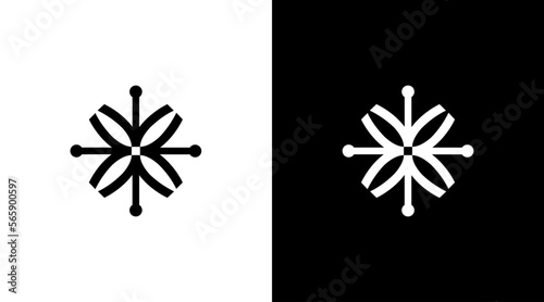 snowflakes technology logo monogram black and white icon illustration style Designs templates