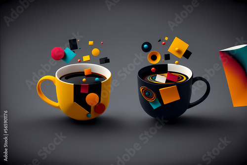 Cup of coffee in Kadinsky and Malevich style photo