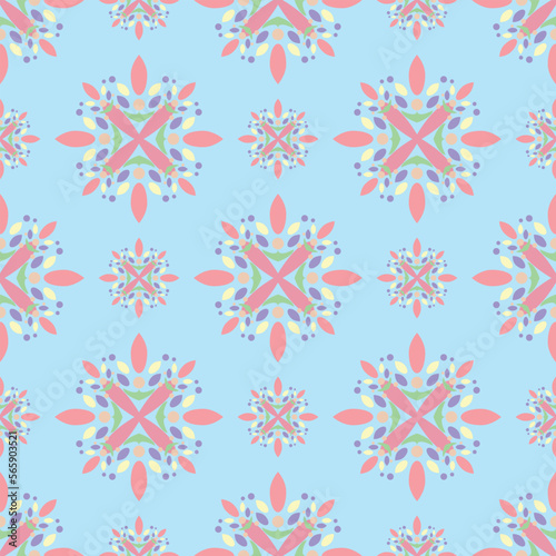 Seamless Colorful Cute Flower Pattern Background. Vector © Wasin