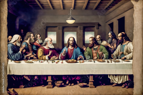 Fotografija Letztes Abendmahl Jesus Christus Jünger Verrat Abstrakte Illustration Digital Ar