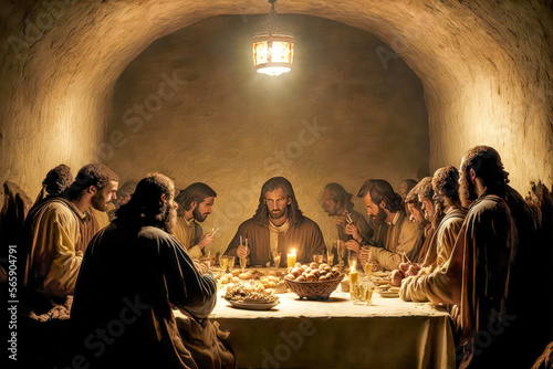 Slika na platnu Letztes Abendmahl Jesus Christus Jünger Verrat Abstrakte Illustration Digital Ar