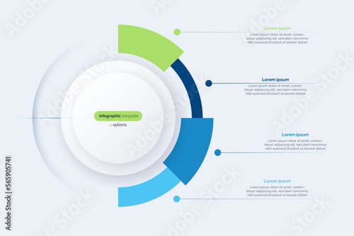 Four option circle infographic diagram. Vector illustration