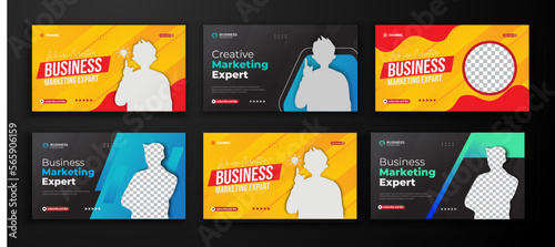business YouTube video thumbnail collection for workshop promotion Modern thumbnail and web banner template