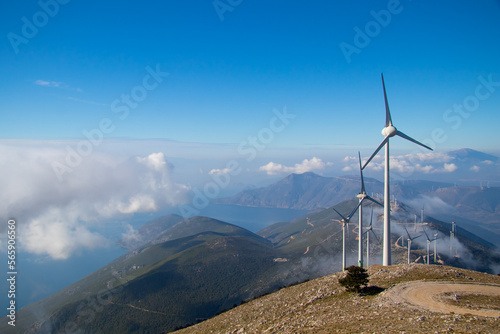 Wind mills on the top of mountain