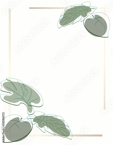 leaves frame, card with palm leaves