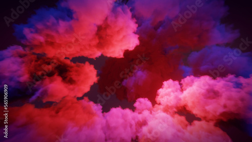 Surreal nebulous cloudscape in shades of pink and blue. 3D rendering