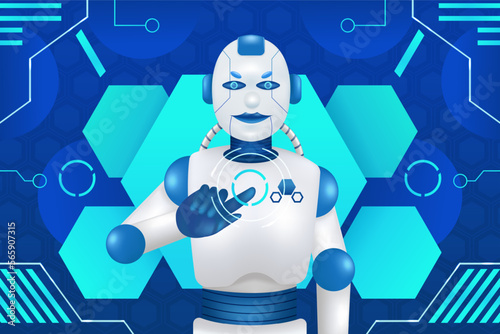 Robots rule the tech world  3d illustration