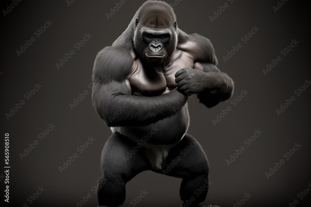 Silverback Gorilla Karate Stance, Generative AI Silverback Gorilla Karate Stance, Generative AI