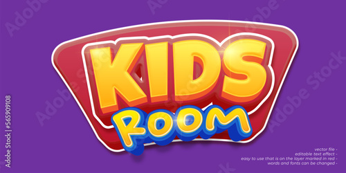 Kids room custom text with 3D style editable text effect