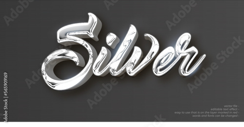 Silver 3d style text editable font effect