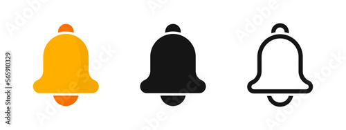 Bell icons. Notification bell vector icon set. Alarm symbol. New message notofication. Incoming message symbol. Vector