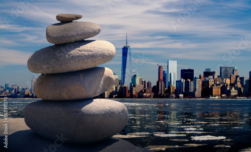 Canvas Print zen stones on the beach Texture and graphic