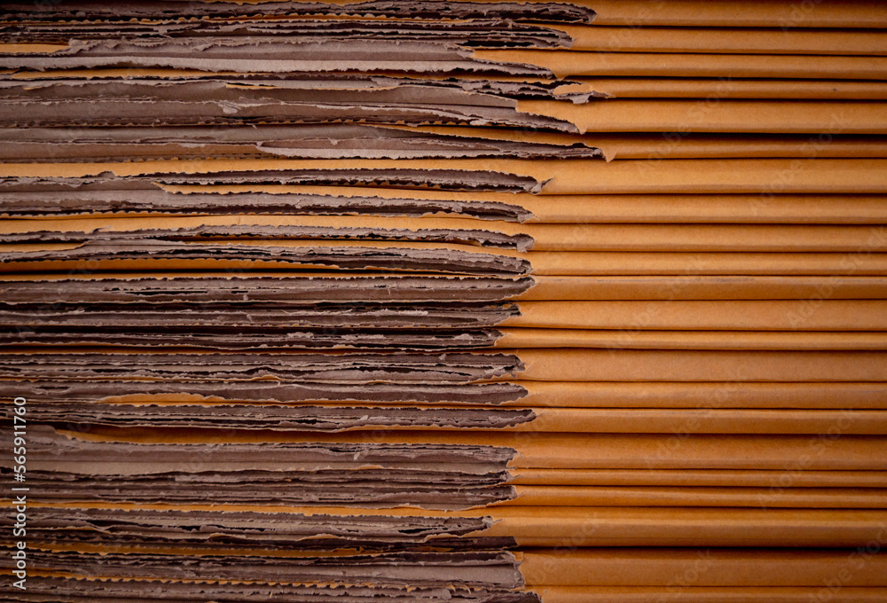 Fototapeta premium A stack of craft paper folded in a warehouse