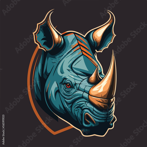 Rhino head digital art design illustrations in the flat solid background, good for a poster of wildlife day or any other prints