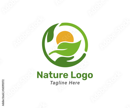 Green nature logo design template. Modern and simple logo for nature company
