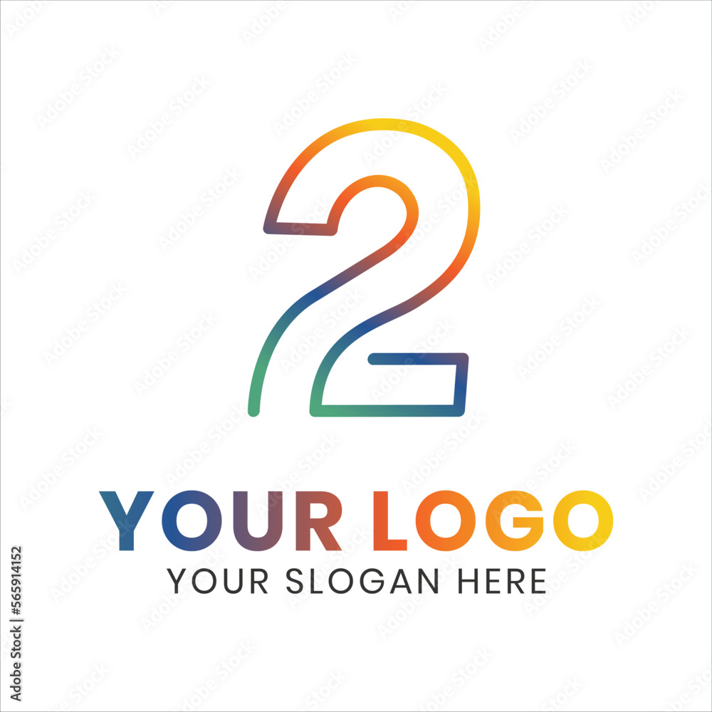 Number two 2 logo line concept illustration vector design