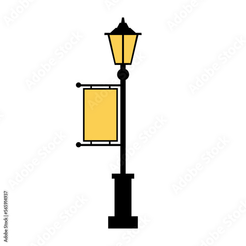 garden lamppost with banner